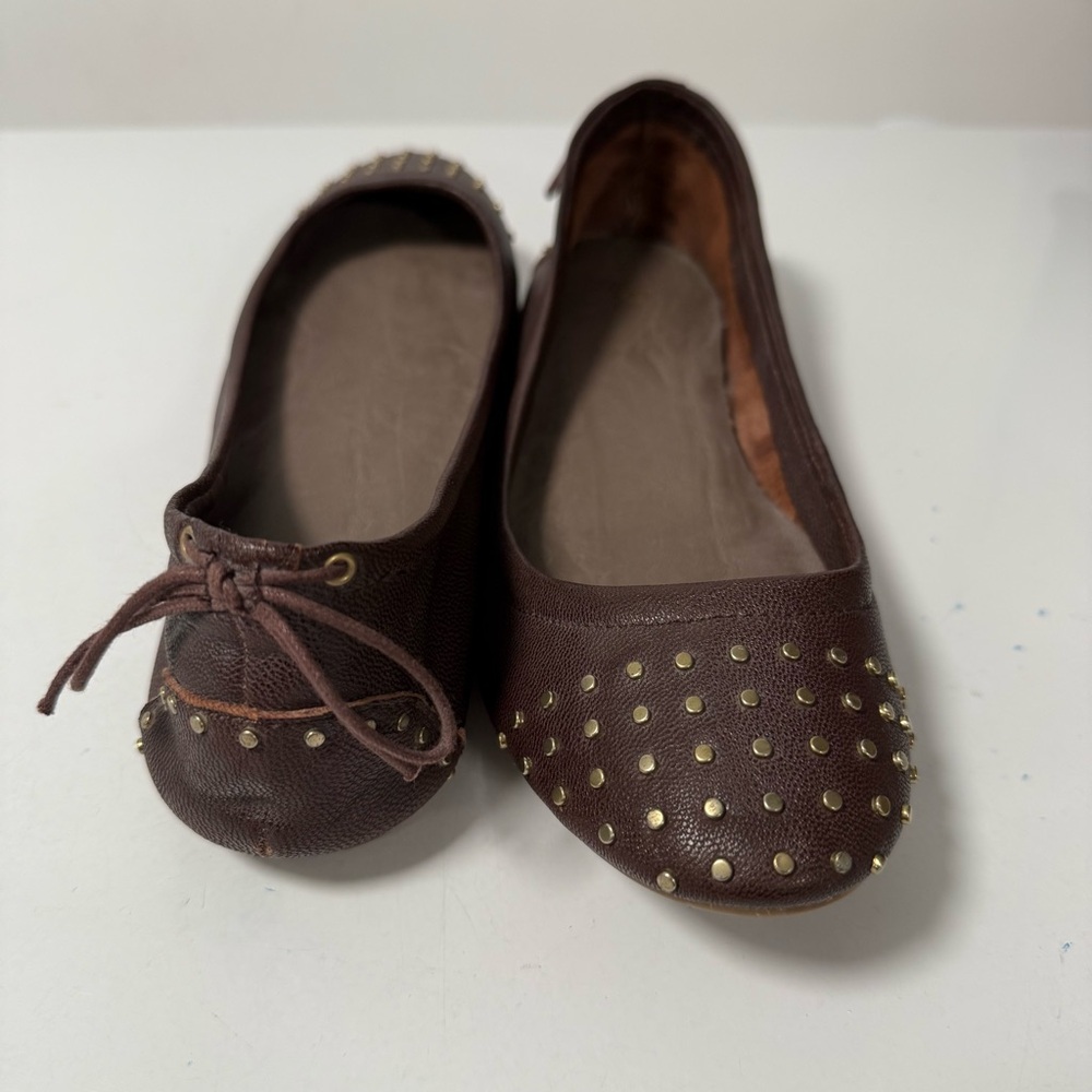 GAP Brown Studded Tie Back Ballet Style Flats - Picture 11 of 14